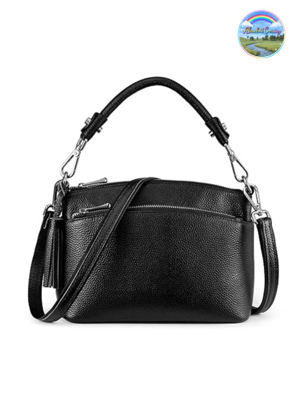 Genuine Leather Crossbody Purse for Women - Top Handle Satchel Shoulder Bag